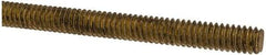 Made in USA - 1/4-20 UNC (Coarse), 2' Long, Brass Threaded Rod - Right Hand Thread - Industrial Tool & Supply