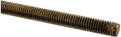 Made in USA - 3/8-16 UNC (Coarse), 2' Long, Brass Threaded Rod - Right Hand Thread - Industrial Tool & Supply