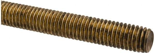 Made in USA - 1/2-13 UNC (Coarse), 2' Long, Brass Threaded Rod - Right Hand Thread - Industrial Tool & Supply