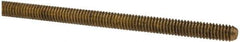 Made in USA - #8-32 UNC (Coarse), 3' Long, Brass Threaded Rod - Right Hand Thread - Industrial Tool & Supply