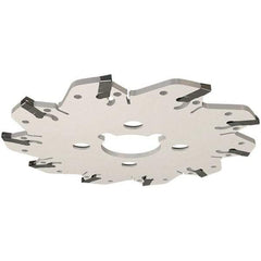 Iscar - Arbor Hole Connection, 0.132" Cutting Width, 1.53" Depth of Cut, 6.3" Cutter Diam, 1-1/2" Hole Diam, 10 Tooth Indexable Slotting Cutter - GM Toolholder, GIM, GIMY, GIP Insert, Right Hand Cutting Direction - Industrial Tool & Supply