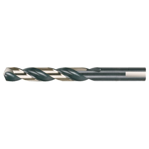 25/64 RHS / RHC HSS 135 Degree Split Point Heavy Duty Mechanics Length Drill - Black & Gold - Exact Industrial Supply