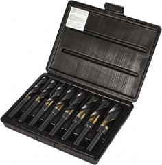 Precision Twist Drill - 9/16 to 1", 118° Point, Oxide/Gold Finish, Cobalt Reduced Shank Drill Bit Set - Industrial Tool & Supply