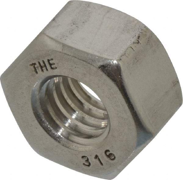 Value Collection - 3/8-16 UNC Stainless Steel Right Hand Heavy Hex Nut - 11/16" Across Flats, 23/64" High, Uncoated - Industrial Tool & Supply