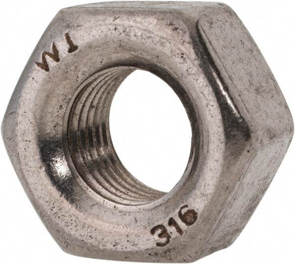 Value Collection - 7/16-20 UNF Stainless Steel Right Hand Heavy Hex Nut - 3/4" Across Flats, 27/64" High, Uncoated - Industrial Tool & Supply