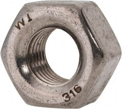Value Collection - 7/16-20 UNF Stainless Steel Right Hand Heavy Hex Nut - 3/4" Across Flats, 27/64" High, Uncoated - Industrial Tool & Supply