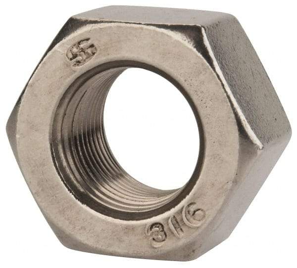Value Collection - 3/4-16 UNF Stainless Steel Right Hand Heavy Hex Nut - 1-1/4" Across Flats, 47/64" High, Uncoated - Industrial Tool & Supply