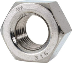 Value Collection - 7/8-9 UNC Stainless Steel Right Hand Heavy Hex Nut - 1-7/16" Across Flats, 55/64" High, Uncoated - Industrial Tool & Supply