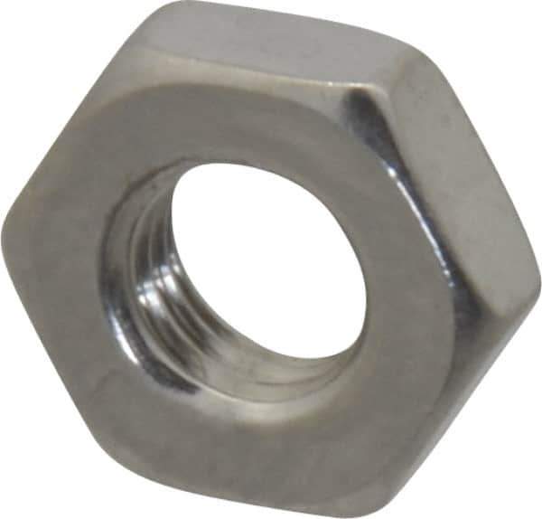 Value Collection - 1/4-28 UNF Stainless Steel Right Hand Hex Jam Nut - 7/16" Across Flats, 5/32" High, Uncoated - Industrial Tool & Supply