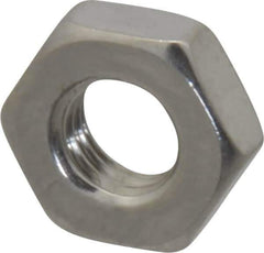 Value Collection - 1/4-28 UNF Stainless Steel Right Hand Hex Jam Nut - 7/16" Across Flats, 5/32" High, Uncoated - Industrial Tool & Supply