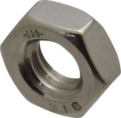 Value Collection - 5/16-18 UNC Stainless Steel Right Hand Hex Jam Nut - 1/2" Across Flats, 3/16" High, Uncoated - Industrial Tool & Supply