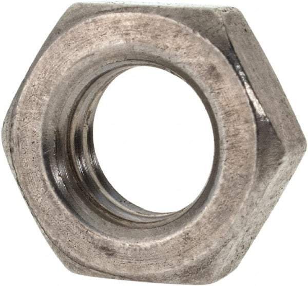 Value Collection - 7/16-14 UNC Stainless Steel Right Hand Hex Jam Nut - 11/16" Across Flats, 1/4" High, Uncoated - Industrial Tool & Supply