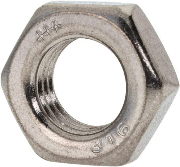 Value Collection - 7/16-20 UNF Stainless Steel Right Hand Hex Jam Nut - 11/16" Across Flats, 1/4" High, Uncoated - Industrial Tool & Supply