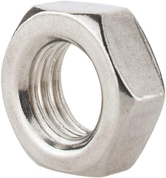 Value Collection - 1/2-13 UNC Stainless Steel Right Hand Hex Jam Nut - 3/4" Across Flats, 5/16" High, Uncoated - Industrial Tool & Supply