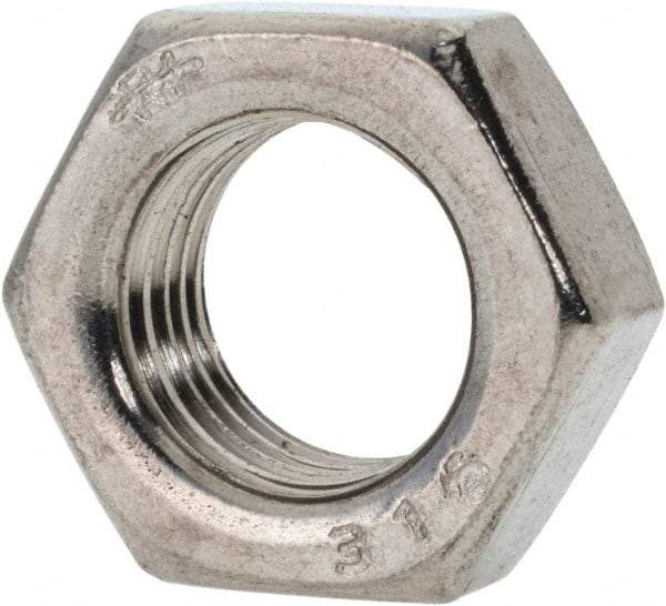 Value Collection - 1/2-20 UNF Stainless Steel Right Hand Hex Jam Nut - 3/4" Across Flats, 5/16" High, Uncoated - Industrial Tool & Supply