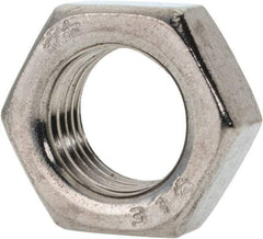 Value Collection - 1/2-20 UNF Stainless Steel Right Hand Hex Jam Nut - 3/4" Across Flats, 5/16" High, Uncoated - Industrial Tool & Supply