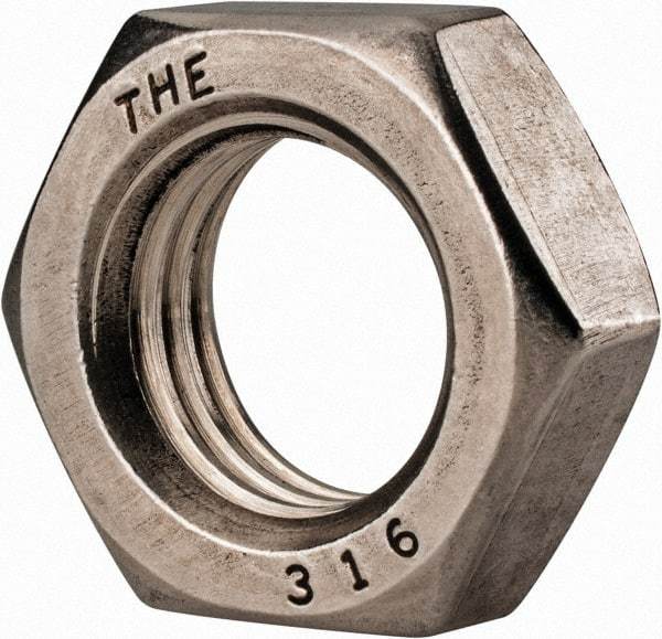 Value Collection - 7/8-9 UNC Stainless Steel Right Hand Hex Jam Nut - 1-5/16" Across Flats, 31/64" High, Uncoated - Industrial Tool & Supply
