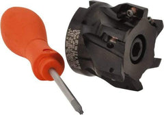 Kennametal - 6 Inserts, 2" Cut Diam, 3/4" Arbor Diam, 0.56" Max Depth of Cut, Indexable Square-Shoulder Face Mill - 0/90° Lead Angle, 1.575" High, EC14.., EP14.. Insert Compatibility, Through Coolant, Series Mill 1-14 - Industrial Tool & Supply