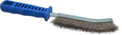 JAZ USA - Stainless Steel Crimped Wire Scratch Brush - 5" Brush Length x 5" Brush Width, 10" OAL, 1-1/8" Trim Length, Plastic Handle - Industrial Tool & Supply