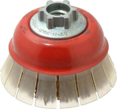 JAZ USA - 3" Diam, 5/8-11 & M14x2.00 Threaded Arbor, Steel Fill Cup Brush - 0.009 Wire Diam, 7/8" Trim Length, 13,000 Max RPM - Industrial Tool & Supply