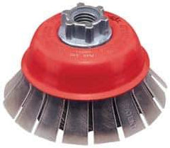 JAZ USA - 2-3/4" Diam, 5/8-11 & M14x2.00 Threaded Arbor, Steel Fill Cup Brush - 0.015 Wire Diam, 3/4" Trim Length, 15,000 Max RPM - Industrial Tool & Supply