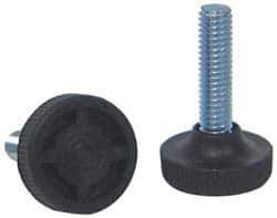 Vlier - 3/8-16 Bolt Thread, Stud Mount Leveling Pad & Mount - 100 Max Lb Capacity, 1.23" Base Diam, 0.55" Thread Length - Industrial Tool & Supply