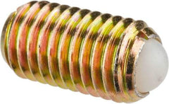 Vlier - M12x1.75, 8mm Ball Diam, 22mm Body Length, 2.5mm Max Ball Reach, Threaded Ball Plunger - Steel Body, Nylon Ball, 16.86 Lb Initial End Force, 25.85 Lb Final End Force - Industrial Tool & Supply