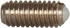 Vlier - M4x0.7, 2.5mm Ball Diam, 9mm Body Length, 0.81mm Max Ball Reach, Threaded Ball Plunger - Stainless Steel Body, Nylon Ball, 0.9 Lb Initial End Force, 2.25 Lb Final End Force, Locking Element - Industrial Tool & Supply