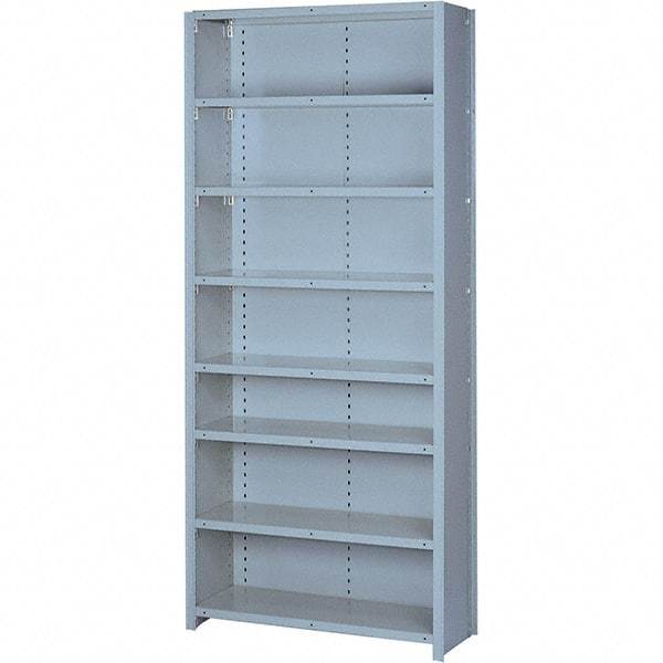 Lyon - 8 Shelf, 1,300 Lb. Capacity, Closed Shelving Starter Unit - 36 Inch Wide x 12 Inch Deep x 84 Inch High, Gray - Industrial Tool & Supply