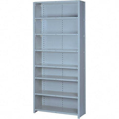 Lyon - 8 Shelf, 600 Lb. Capacity, Closed Shelving Starter Unit - 36 Inch Wide x 24 Inch Deep x 84 Inch High, Gray - Industrial Tool & Supply