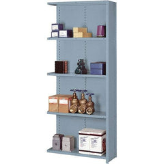 Lyon - 5 Shelf, 1,300 Lb. Capacity, Closed Shelving Add-On Unit - 36 Inch Wide x 12 Inch Deep x 84 Inch High, Gray - Industrial Tool & Supply