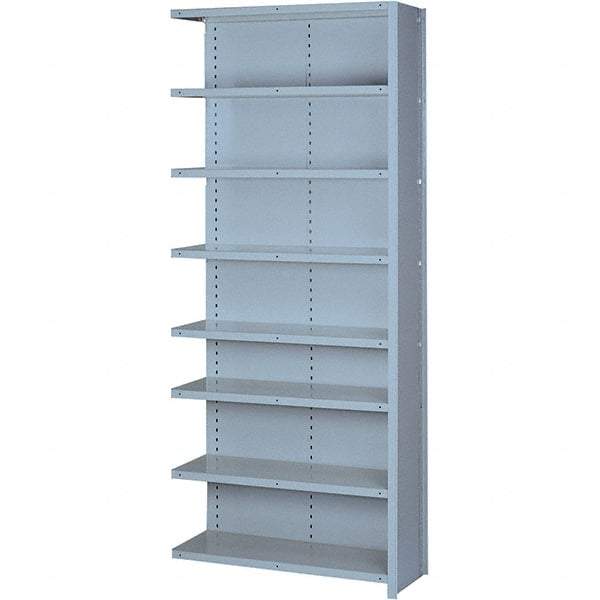 Lyon - 8 Shelf, 1,300 Lb. Capacity, Closed Shelving Add-On Unit - 36 Inch Wide x 24 Inch Deep x 84 Inch High, Gray - Industrial Tool & Supply