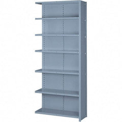 Lyon - 7 Shelf, 600 Lb. Capacity, Closed Shelving Add-On Unit - 36 Inch Wide x 12 Inch Deep x 84 Inch High, Gray - Industrial Tool & Supply