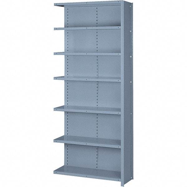 Lyon - 7 Shelf, 1,300 Lb. Capacity, Closed Shelving Add-On Unit - 36 Inch Wide x 18 Inch Deep x 84 Inch High, Gray - Industrial Tool & Supply