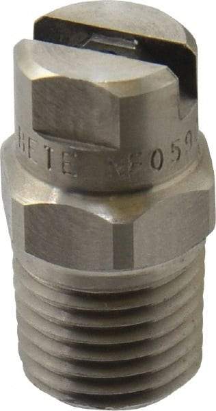Bete Fog Nozzle - 1/4" Pipe, 90° Spray Angle, Grade 303 Stainless Steel, Standard Fan Nozzle - Male Connection, 0.79 Gal per min at 100 psi, 0.057" Orifice Diam - Industrial Tool & Supply