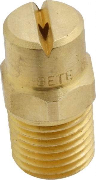 Bete Fog Nozzle - 1/4" Pipe, 90° Spray Angle, Brass, Standard Fan Nozzle - Male Connection, 2.37 Gal per min at 100 psi, 3/32" Orifice Diam - Industrial Tool & Supply