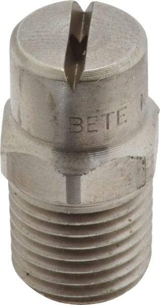 Bete Fog Nozzle - 1/4" Pipe, 90° Spray Angle, Grade 303 Stainless Steel, Standard Fan Nozzle - Male Connection, 2.37 Gal per min at 100 psi, 3/32" Orifice Diam - Industrial Tool & Supply