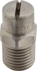 Bete Fog Nozzle - 1/4" Pipe, 90° Spray Angle, Grade 303 Stainless Steel, Standard Fan Nozzle - Male Connection, 2.37 Gal per min at 100 psi, 3/32" Orifice Diam - Industrial Tool & Supply