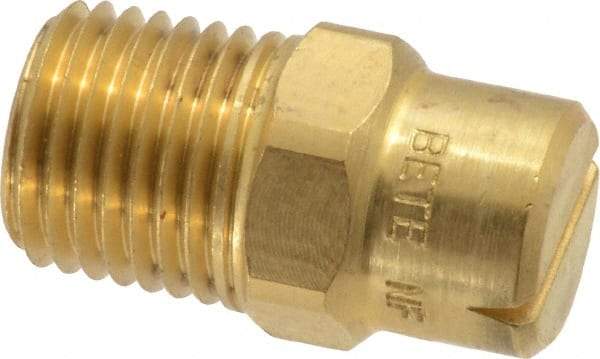 Bete Fog Nozzle - 1/4" Pipe, 120° Spray Angle, Brass, Standard Fan Nozzle - Male Connection, 2.37 Gal per min at 100 psi, 3/32" Orifice Diam - Industrial Tool & Supply