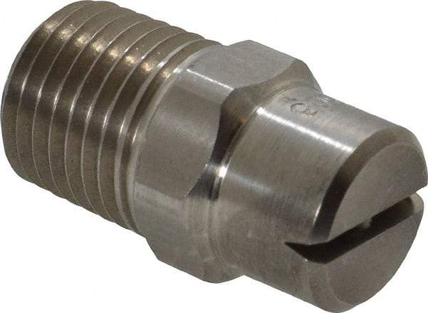 Bete Fog Nozzle - 1/4" Pipe, 120° Spray Angle, Grade 303 Stainless Steel, Standard Fan Nozzle - Male Connection, 2.37 Gal per min at 100 psi, 3/32" Orifice Diam - Industrial Tool & Supply