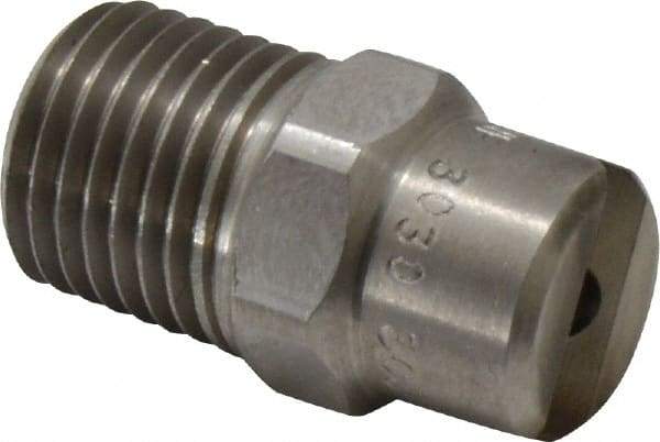 Bete Fog Nozzle - 1/4" Pipe, 30° Spray Angle, Grade 303 Stainless Steel, Standard Fan Nozzle - Male Connection, 4.74 Gal per min at 100 psi, 0.141" Orifice Diam - Industrial Tool & Supply