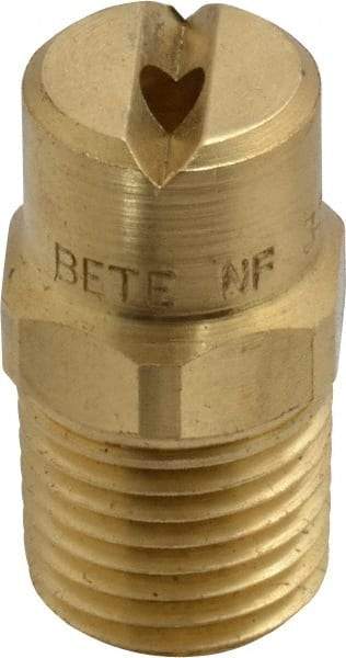 Bete Fog Nozzle - 1/4" Pipe, 65° Spray Angle, Brass, Standard Fan Nozzle - Male Connection, 4.74 Gal per min at 100 psi, 0.141" Orifice Diam - Industrial Tool & Supply