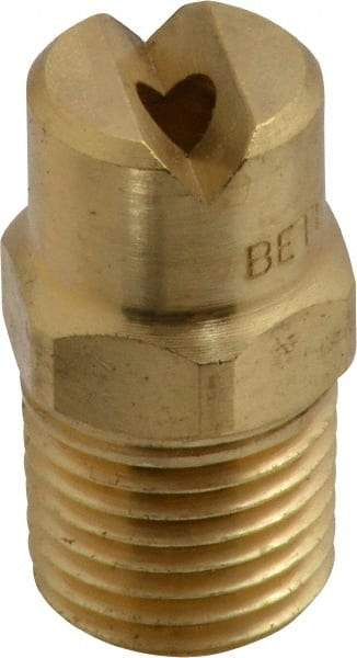 Bete Fog Nozzle - 1/4" Pipe, 65° Spray Angle, Brass, Standard Fan Nozzle - Male Connection, 6.32 Gal per min at 100 psi, 5/32" Orifice Diam - Industrial Tool & Supply