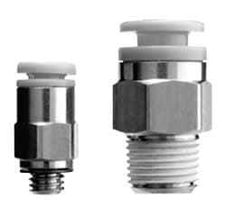 SMC PNEUMATICS - 12mm OD, 1/4 Universal, Brass/Polybutylene Push-to-Connect Male Connector - 145 Max psi, White - Industrial Tool & Supply