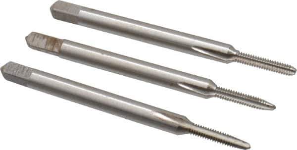 Interstate - #2-56 UNC, 3 Flute, Bottoming, Plug & Taper, Bright Finish, High Speed Steel Tap Set - 1-3/4" OAL, 7/16" Thread Length - Industrial Tool & Supply