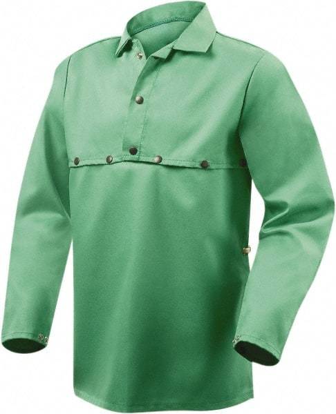 Steiner - Size M, Flame Resistant, Cape Sleeves & Bib - Sateen Cotton, 9 oz, Green - Industrial Tool & Supply