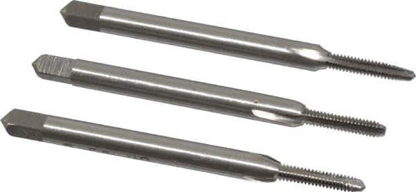 Interstate - #2-56 UNC, 3 Flute, Bottoming, Plug & Taper, Bright Finish, High Speed Steel Tap Set - Right Hand Cut, 1-3/4" OAL, 7/16" Thread Length - Industrial Tool & Supply