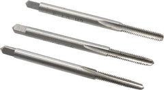 Interstate - #5-40 UNC, 3 Flute, Bottoming, Plug & Taper, Bright Finish, High Speed Steel Tap Set - Right Hand Cut, 1-15/16" OAL, 5/8" Thread Length - Industrial Tool & Supply