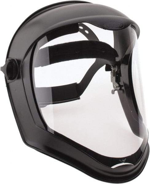 Uvex - Acrylonitrile Butadiene Styrene (ABS) Black Ratchet Adjustment, Face Shield & Headgear Set - 14-1/4" Wide x 9-3/8" High, Uncoated, Clear Window - Industrial Tool & Supply