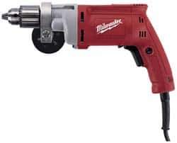 Milwaukee Tool - 1/2" Keyed Chuck, 850 RPM, Pistol Grip Handle Electric Drill - 8 Amps, 120 Volts, Reversible, Includes 1/2" Magnum Drill, Chuck Key with Holder, Side Handle - Industrial Tool & Supply